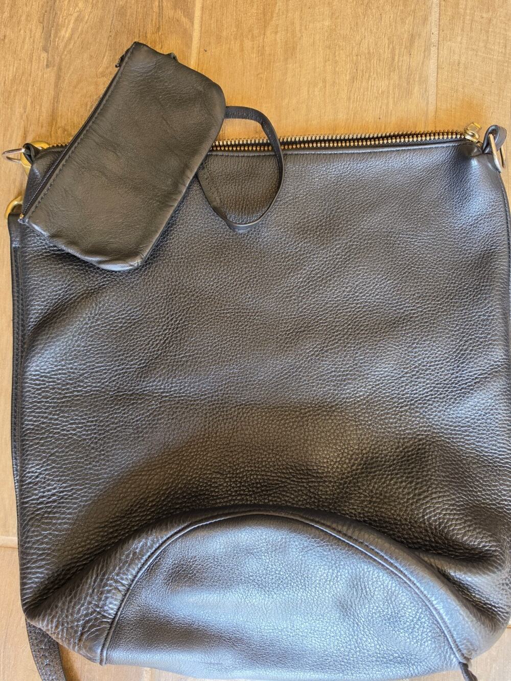 Arizona Pebbled Leather Bucket Bag with Crossbody Strap - Rare Very Heavy